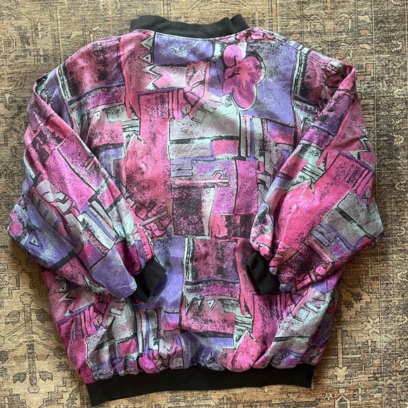 Vintage Hence Abstract Silk Bomber Jacket - Picture 8 of 16